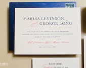 Harmony Navy and Pink Wedding Invitation Sample Set