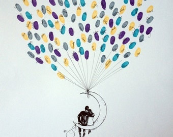 Discount, New Design, Medium Moon Balloon, The original guestbook thumbprint balloon (inks available separately)