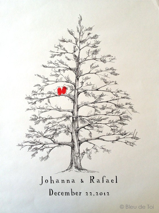 Christmas Tree guestbook alternative, hand drawn design special for the holidays