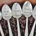 PICK 5 -Vintage Hand Stamped Coffee Spoons for COFFEE Lovers (Pick your own Words)