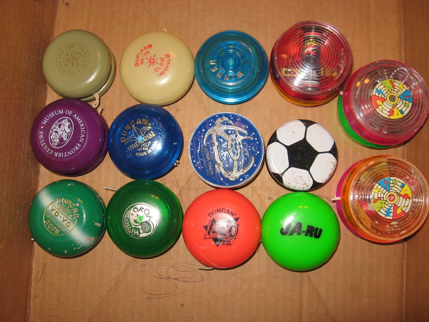 14 Yo Yos Wood Duncan Super YoYo Plastic Glow by MyFunkyJunk