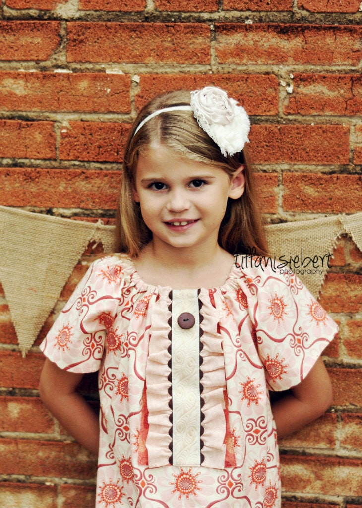 LAST ONE  Girls Amelia Peasant Dress - Sizes 6MO - 3T