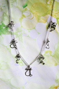 Chakra Symbols Necklace - Silver Yoga Sanskrit New Age Spiritual Jewelry