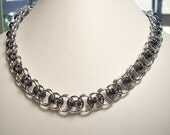 Iridescent Gunmetal Large Helm Weave Chain Mail Necklace Chainmaille Jewelry