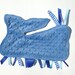 Blue WHALE Ribbon Tag Baby Blanket in Polka Dot Flannel and Minky Blankie Lovey Lovie Baby Gift