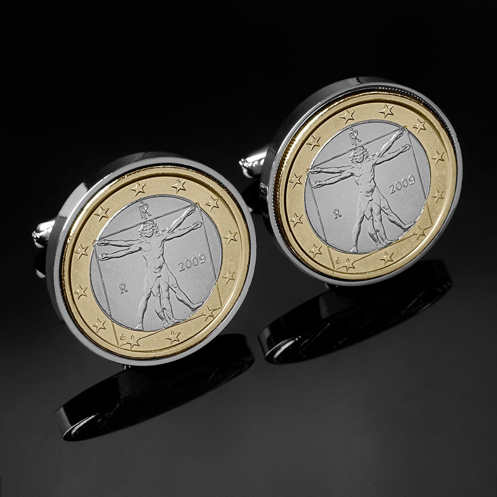 Cufflinks for Men- Handmade Cuff links-Leonardo da Vinci Italian coins-Free gift box-Perfect present