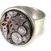 Steampunk Ring - Vintage Mechanical Jeweled Watch Movement Ring Bezel Set Antique Silver Ring with Ruby Jewel Bearings