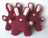 Raspberry The Bunny squeaky sherpa fleece dog toy