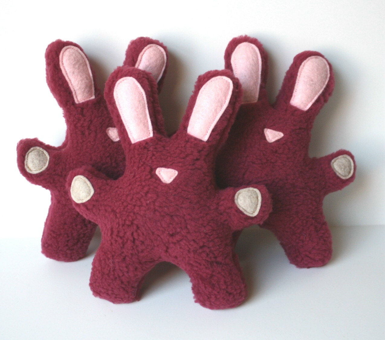 Raspberry The Bunny squeaky sherpa fleece dog toy