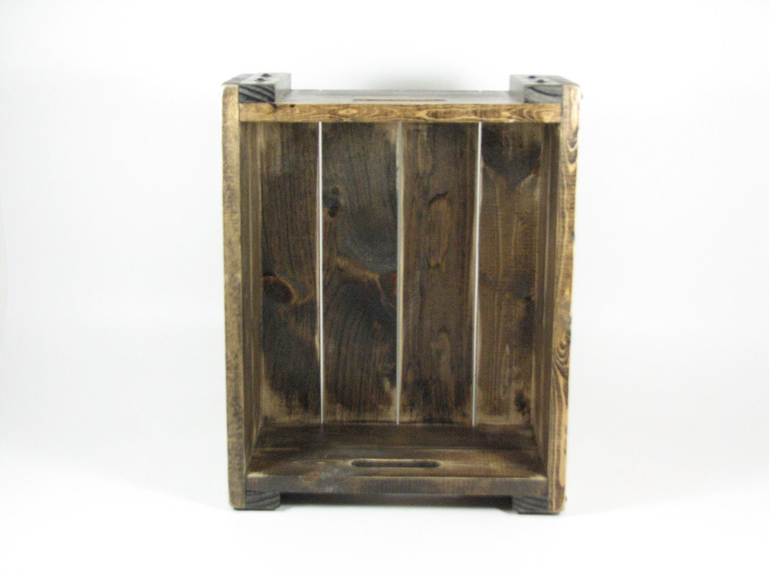 Wood Crate Wooden Box Storage Tote Rustic Decor Custom Crate Sizes and Wood Burning Monogram Available