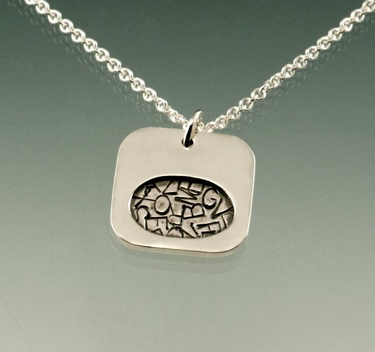 Sterling Silver Letters Pendant Little Soft Square Necklace