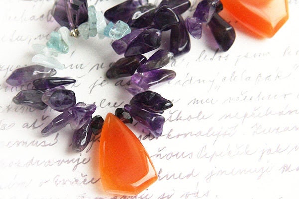 Jewelry Earrings, Luxe Jewelry, Gift for Her, Accessories, Carnelian Aquamarine Amethyst Earrings Purple Orange Gemstones, Sterling Silver