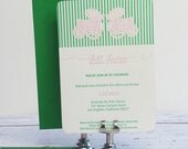 Letterpress Baby Shower Invitations - Victorian Prams & Stripes