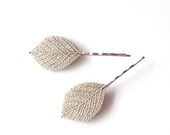 Silver Leaf Bobby Pins - Leaf Hair Pins Nature Inspired Woodland Wedding Bridal Hair Accessories Bridal Hair Pins Bridal Hair Clips
