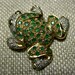 14k Gold Frog Pin Pendant w/ Emeralds Diamonds 5.2g Good Luck Symbol