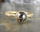 SALE - OOAK 6mm Rose Cut Chocolate Diamond Ring in 14k Recycled Gold - 1.16 carats