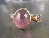 SALE - One of a Kind Rose Cut Pink Sapphire and Recycled 14k Gold Ring