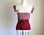 LAST CALL... sale // vintage 70s boho sweater - 'Sugar Plum' pointelle drawstring top / s-m