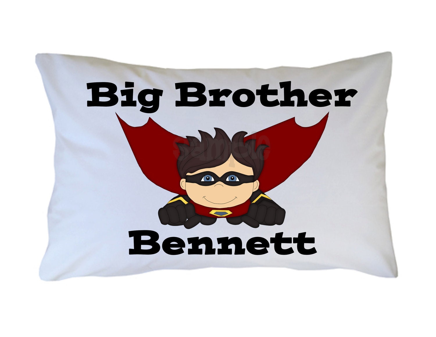 Big Little Brother Superhero Personalized Pillow Case for Kids by Cutie Patootie Creations