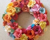 Paper Flower Wreath  13 inch wreath  custom orders taken
