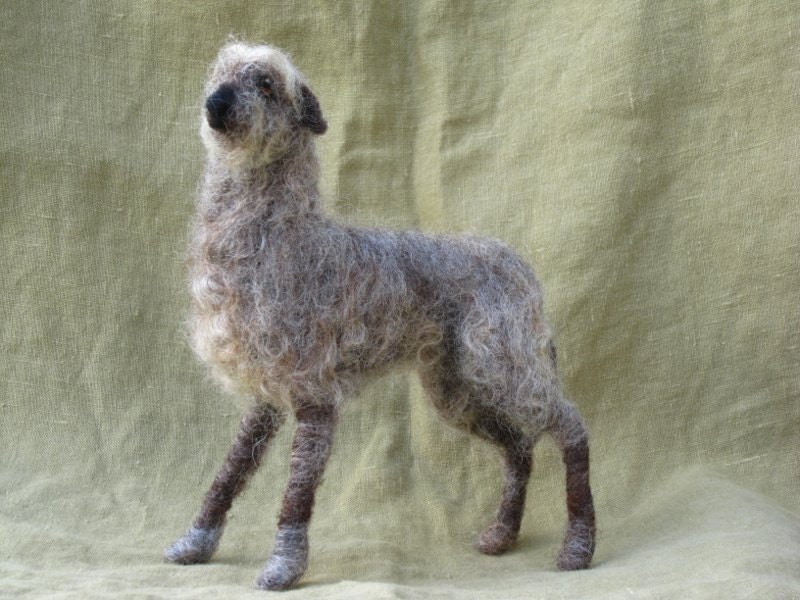 Needle felted dog memorial, pet animal portrait