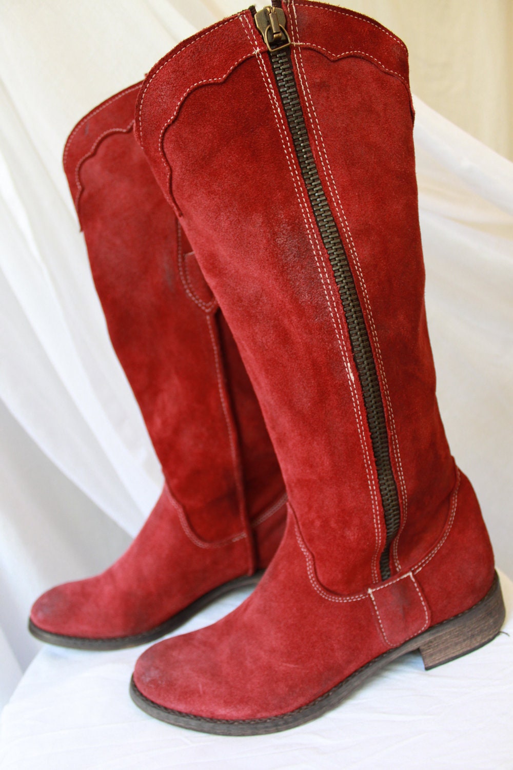 Vintage Womens Red Leather Boots by Vera Gomma