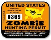 10 pack - 2013 United States Zombie Hunting Permit Vinyl Sticker - Individually Numbered