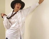 Vintage 1980s White Button Down Shirt by Ralph Lauren Country Men's Medium/Unisex