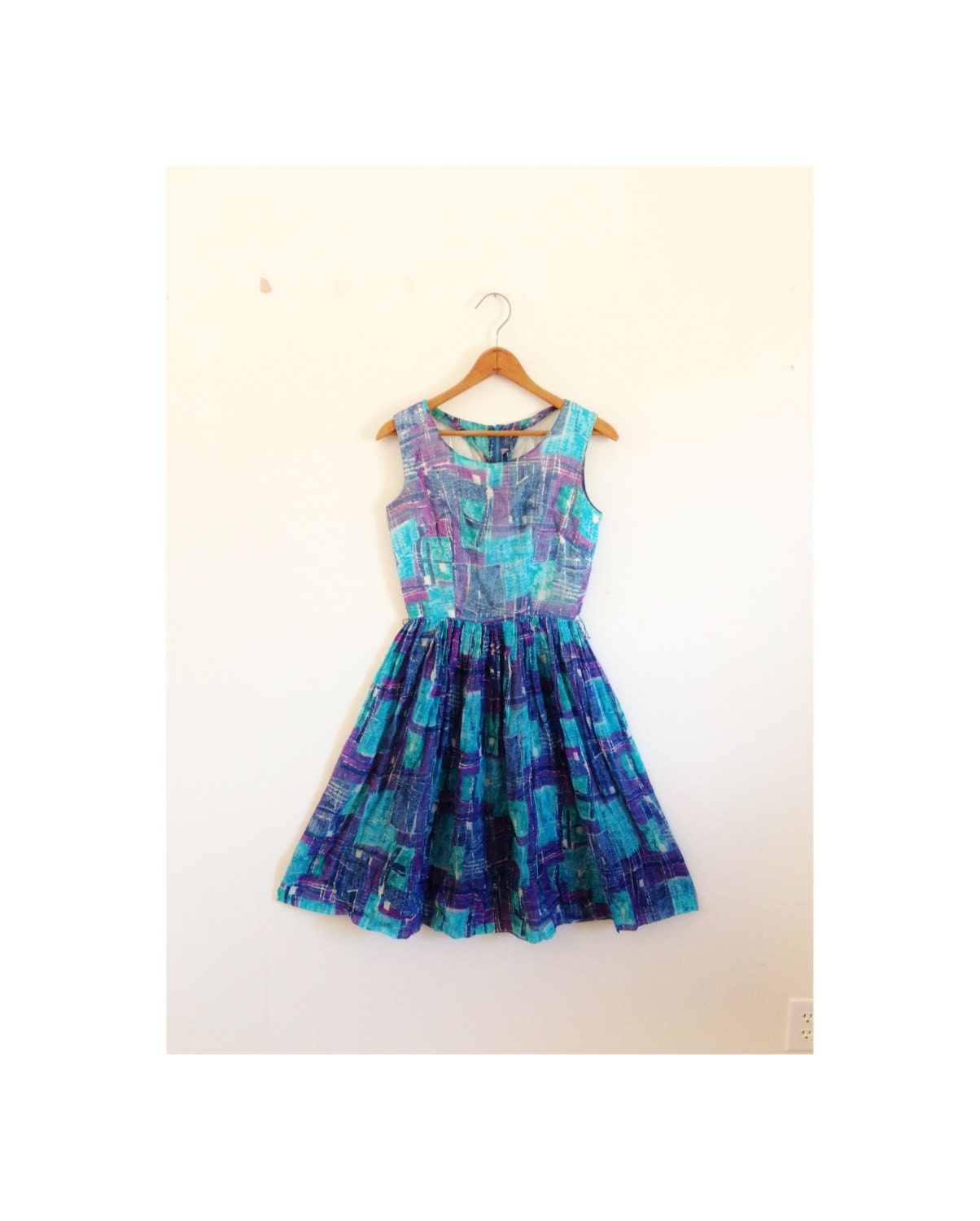 1950s-1960s SILK watercolor block dress