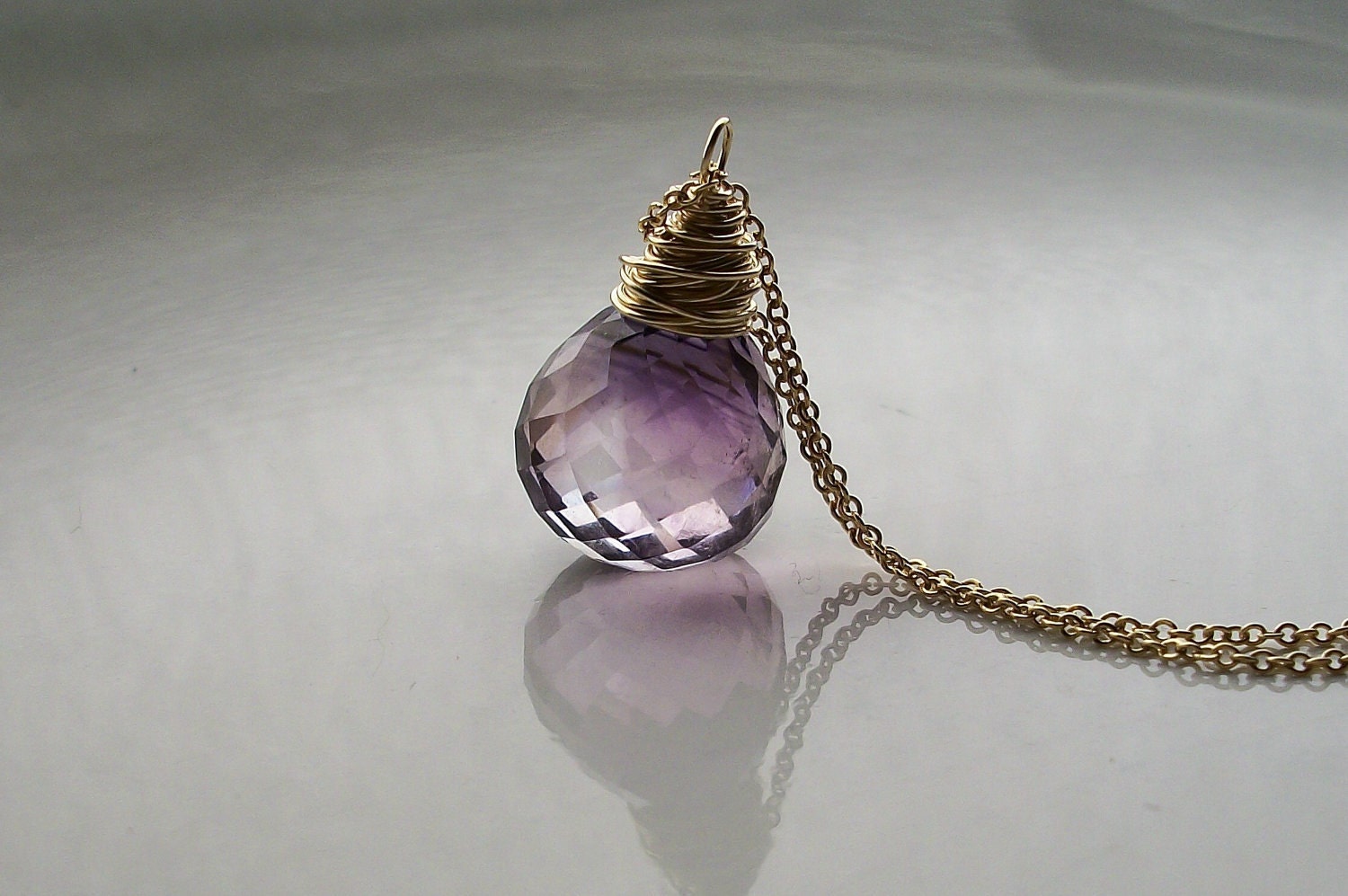 Violet - Purple Quartz Gold Necklace