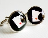 Love from Minnesota (or your state) Cufflinks - Larger Size - Custom Silver Map Cuff Links for Your Groomsmen or Groom Wedding Party