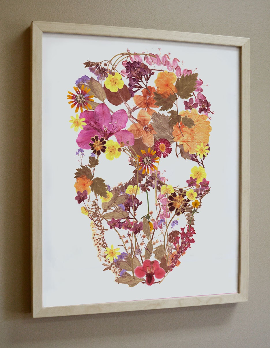 Pressed Flower Skull - Print