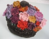 Tea Cosy Vintage style flower basket-Hand spun Jacob and Wensleydale