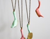 Little swan arctic bird in colored resin pendant necklace 3 colors available