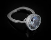 sterling silver solitaire ring with synthetic gemstone