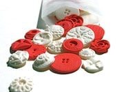 Peppermint Red and White Candy Buttons 50 ...a handmade candy