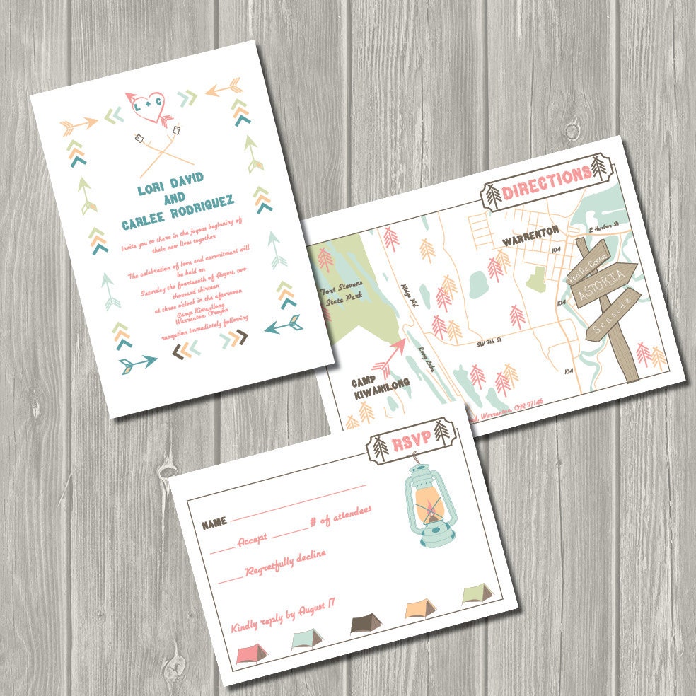 Vintage Summer Camp - Printable Wedding Invitation, Map, & RSVP - The Essentials