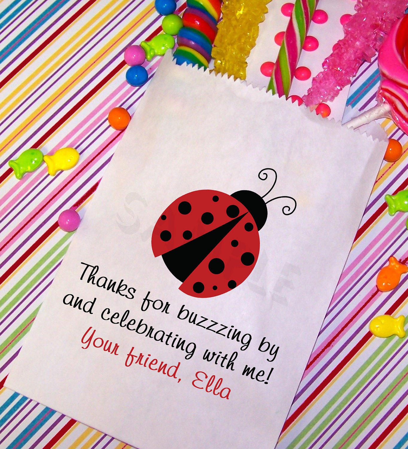 Ladybug Birthday Party, Ladybug Goody Bags, Candy Bags, Party Favor Bag, Set of 25 Il_570xn