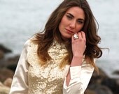 Mara, French Vintage, Cream and Gold Sequin Shirt from Paris