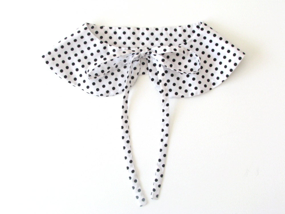 White polka dots detachable collar, peterpan cotton collar