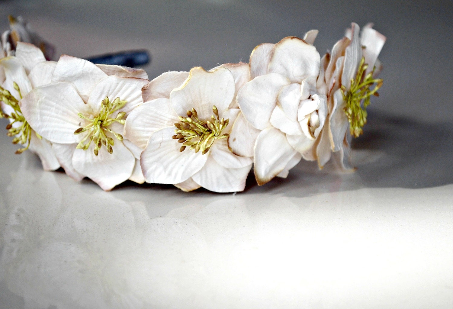 taupe flower crown headband for women, teen, and girls: brietta