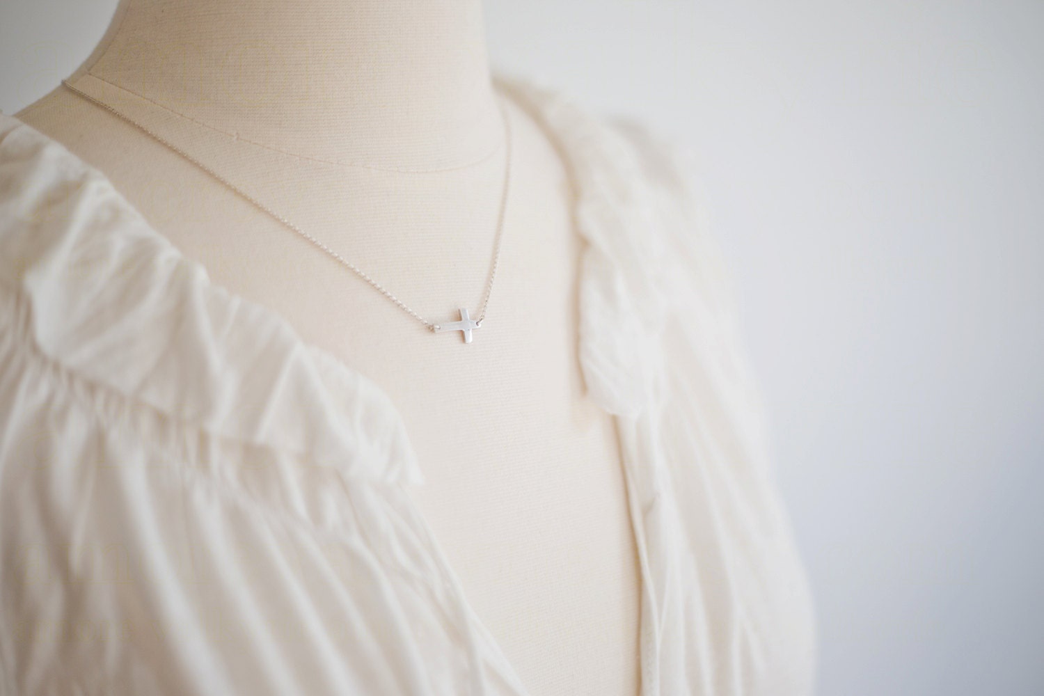 Sideways Sterling Silver Cross Necklace - 18 inch version - inspired by as seen on celebrity Taylor Jacobson Miley Cyrus Jessica Biel