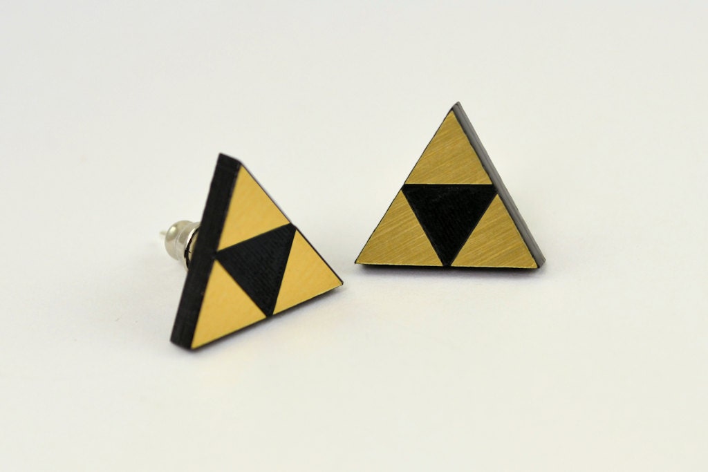 Triforce Stud Earrings - Legend of Zelda - Laser Engraved Acrylic - Laser Cut