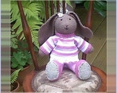 Handknitted Collectable bunny rabbit pink white brown girl