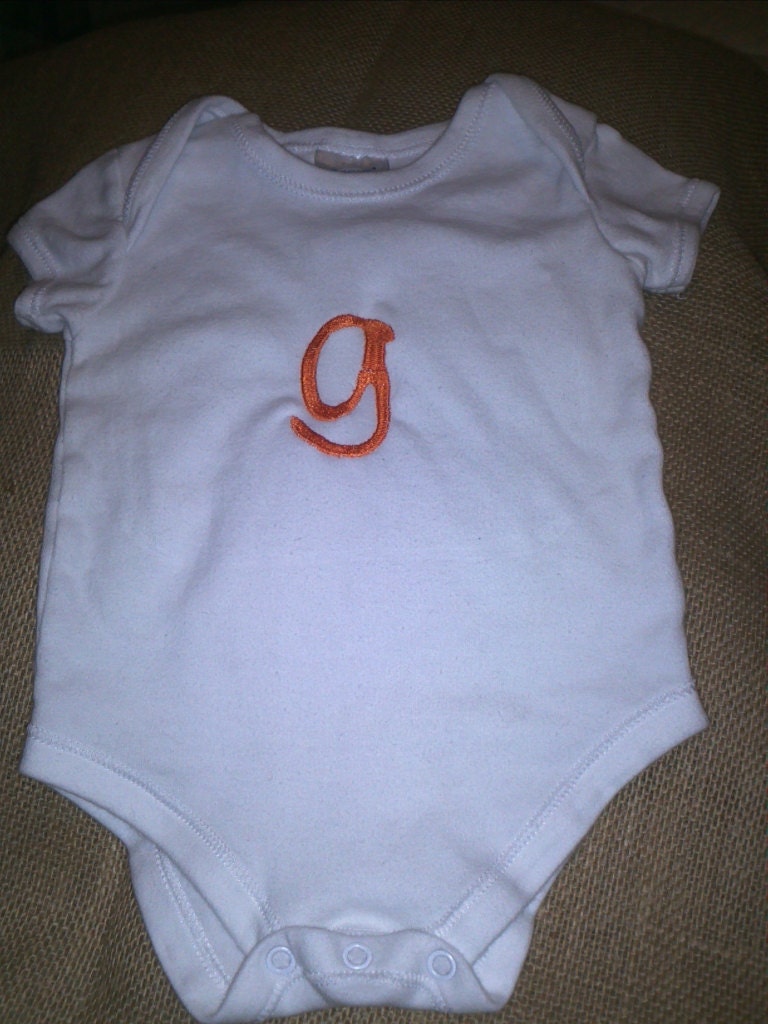 Monogrammed Initial Onesie/Bodysuit 12 month--Choose your initial