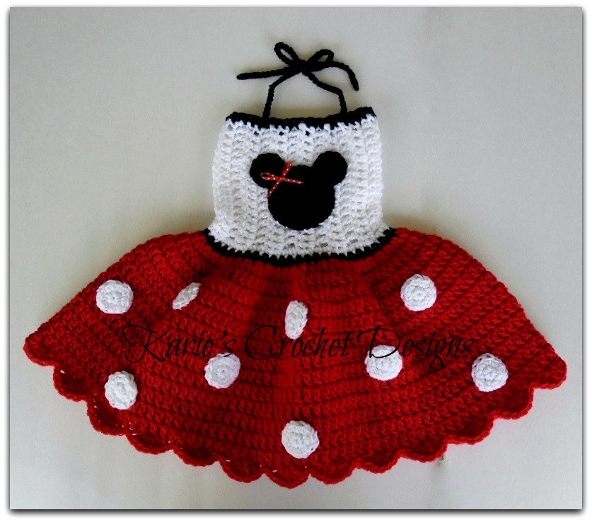 READY TO SHIP - Minnie Mouse Polka Dots Crocheted Dress Size 12-24 months