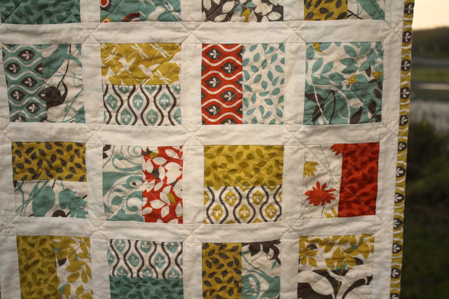QUILT, Half Square Baby Crib Carseat Stroller Wall Hanging Quilt