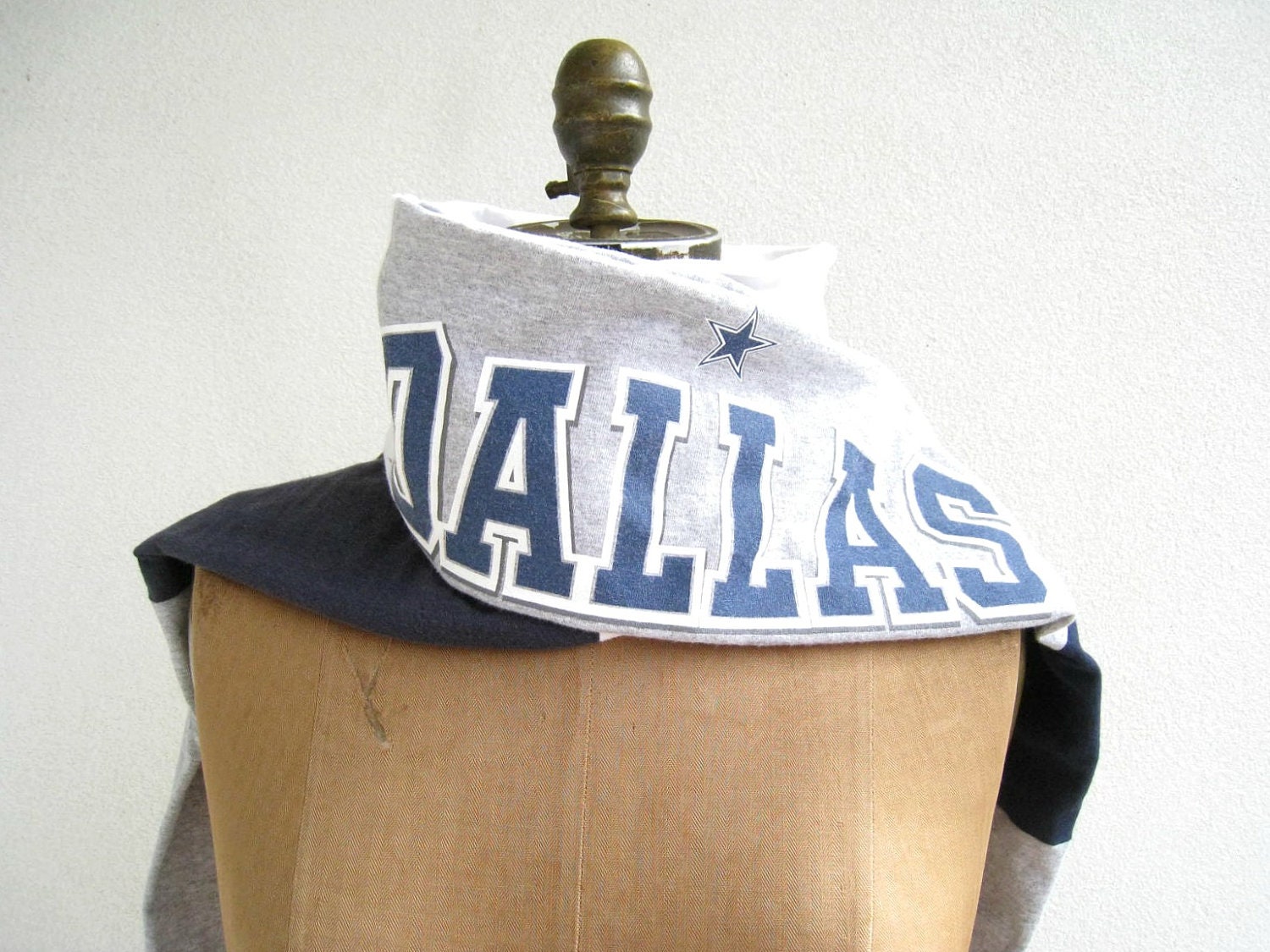 Dallas Cowboys T Shirt Scarf / Navy Blue Gray White / Upcycled / Recycled / Men / Unisex / Soft / Cotton / Unique / Gift for Her Him / ohzie