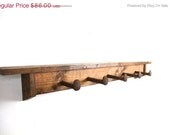 ON SALE Rustic primative Railroad Spike Coat Rack - Wall Shelf, invisible shelf