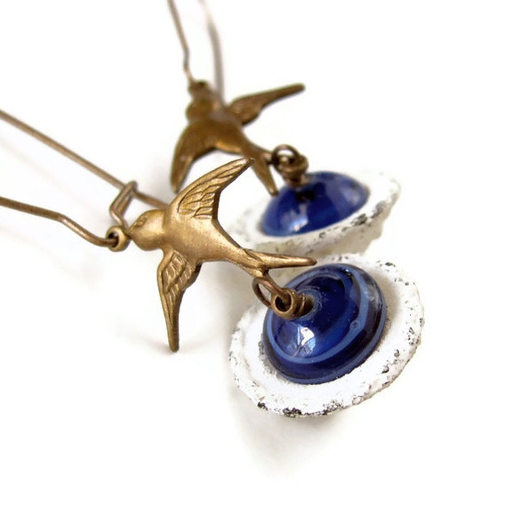 BIRDBATH unique jewelry rustic swallows bird earrings unusual earrings birds